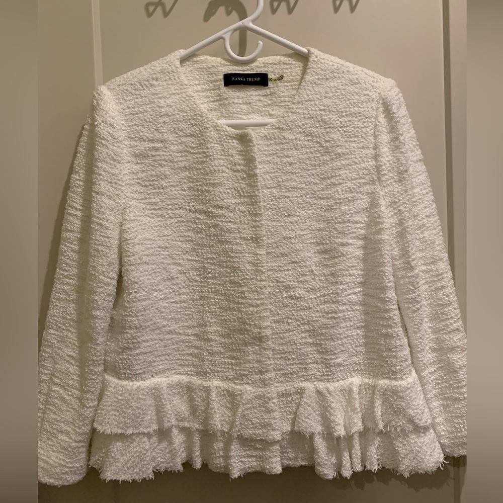 Ivanka Trump ivory jacket size 10, blend of cotton and polyester